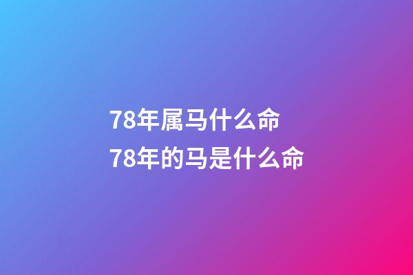 78年属马什么命 78年的马是什么命-第1张-观点-玄机派